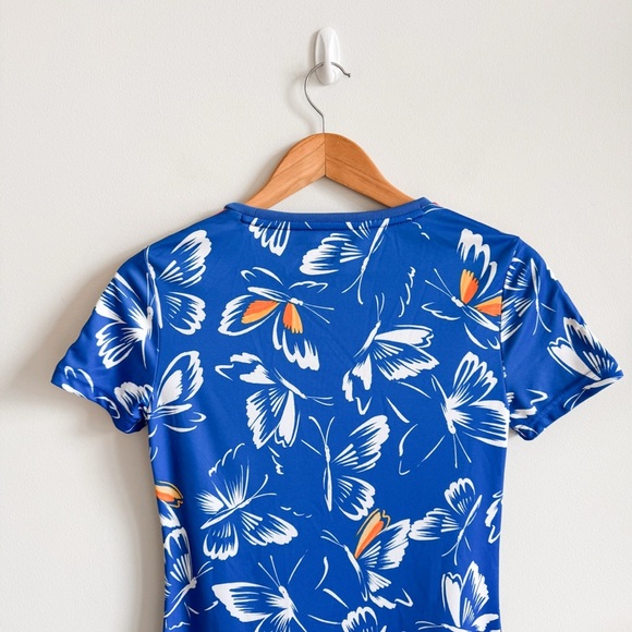 ADIDAS x FARM RIO • Butterfly Print Mini Dress in Blue • XS - Picture 9 of 13